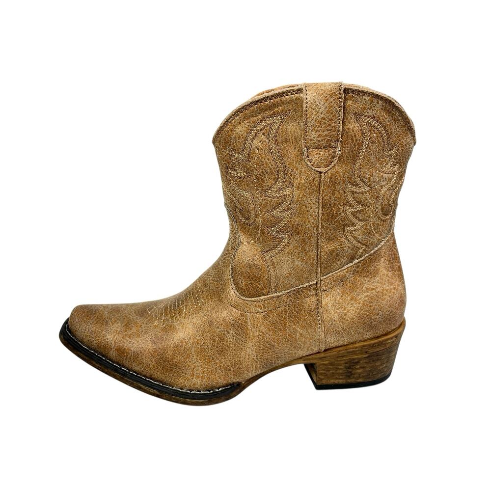 NEW Roper Vintage Brown Leather Pointed Snip Toe Ankle Western Cowboy Boots 7